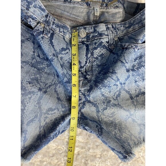 Seven7 Women's Weekend Short 5" Inseam Fray Hem Python Indigo Denim Short Size 8 - Picture 10 of 11